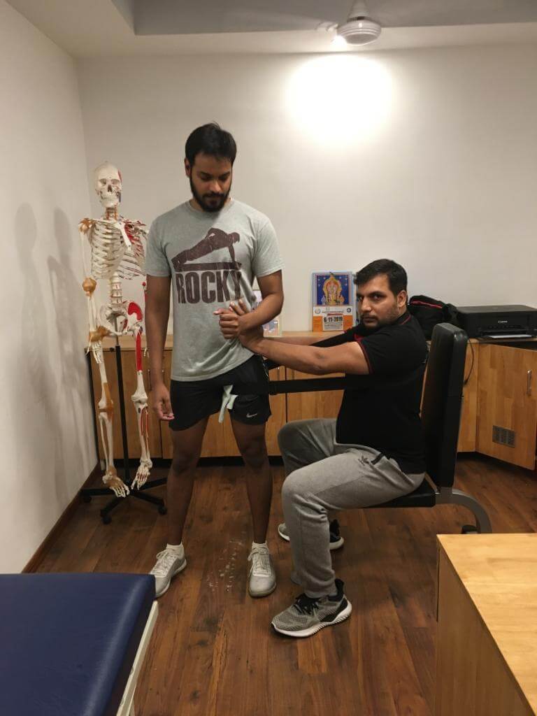 hip joint back pain rehab session conducted by Gnanavel